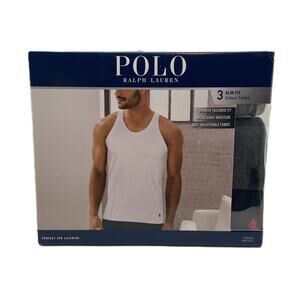 Polo Ralph Lauren Tanks Men's Small Slim Fit 3-Pack Tag Free Gray/Black NIB